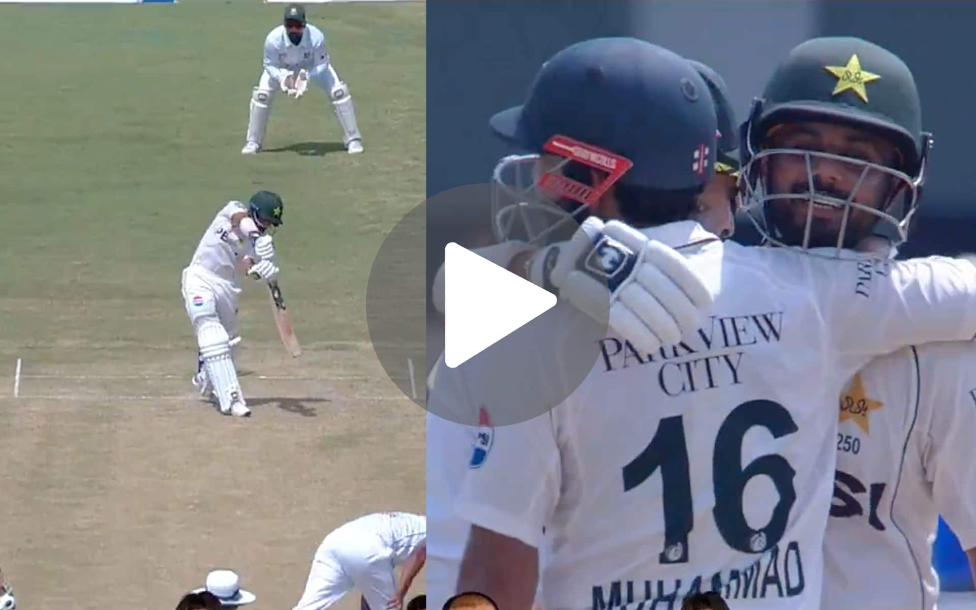 [Watch] Saud Shakeel Gets A Special Hug From Rizwan After His Kohli-Esque Cover Drive